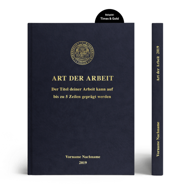 Hardcover Lederoptik dunkelblau Prägung Times & Gold